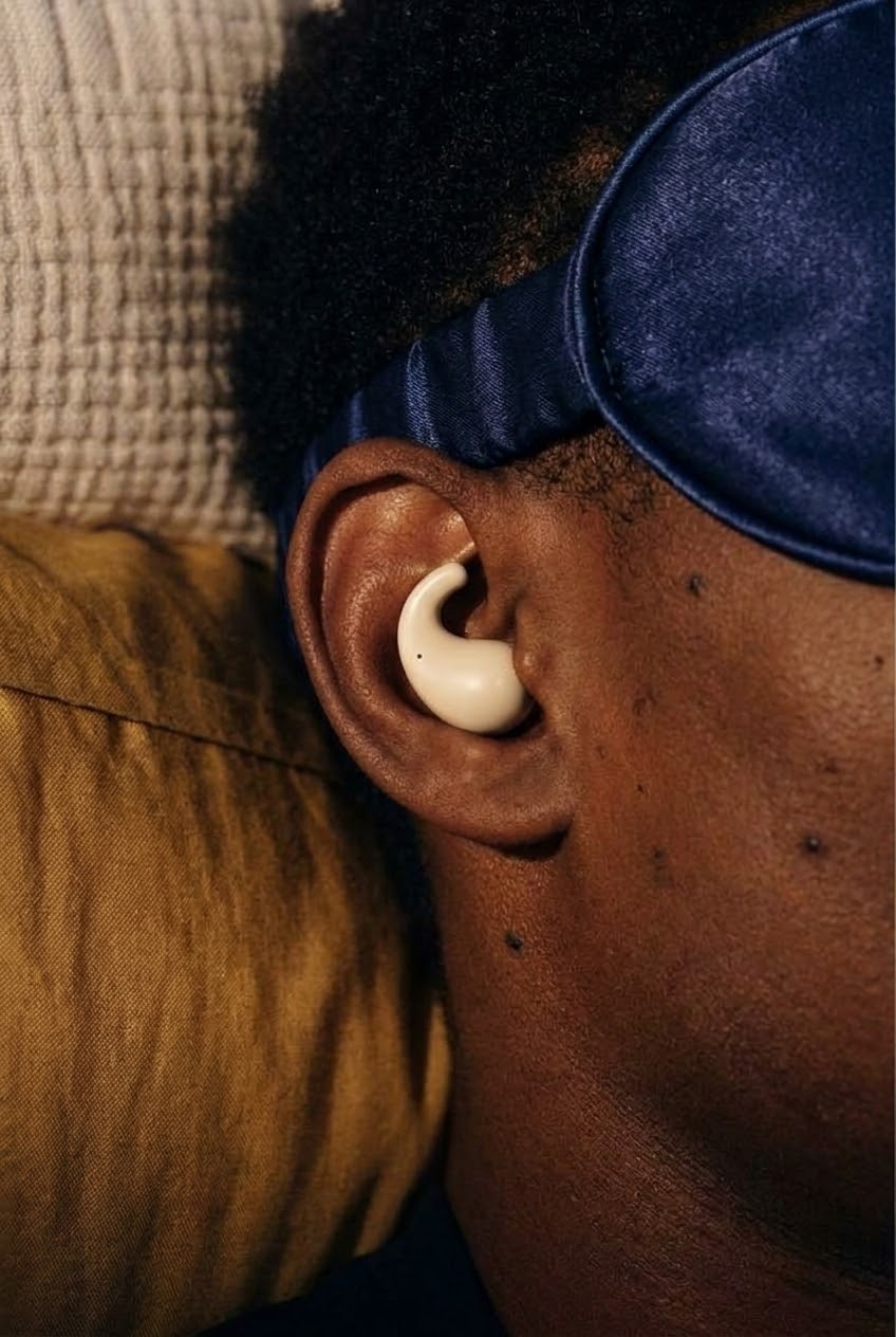 Model wearing The Frequency with The Void mask